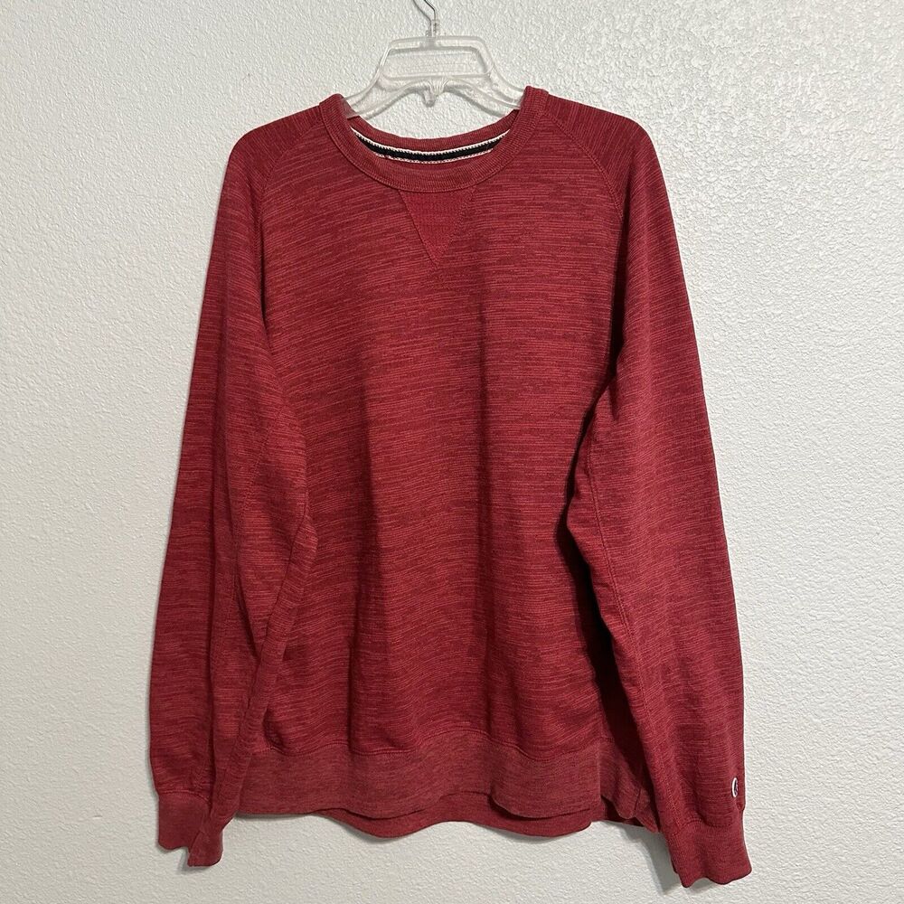 Champion French Terry Crew Neck Sweatshirt Mens 2XL Red Heathered Long Sleeve